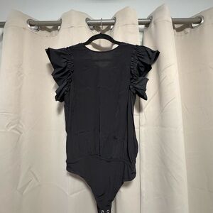 Elegant Black Ruffle Sleeve Women's Top